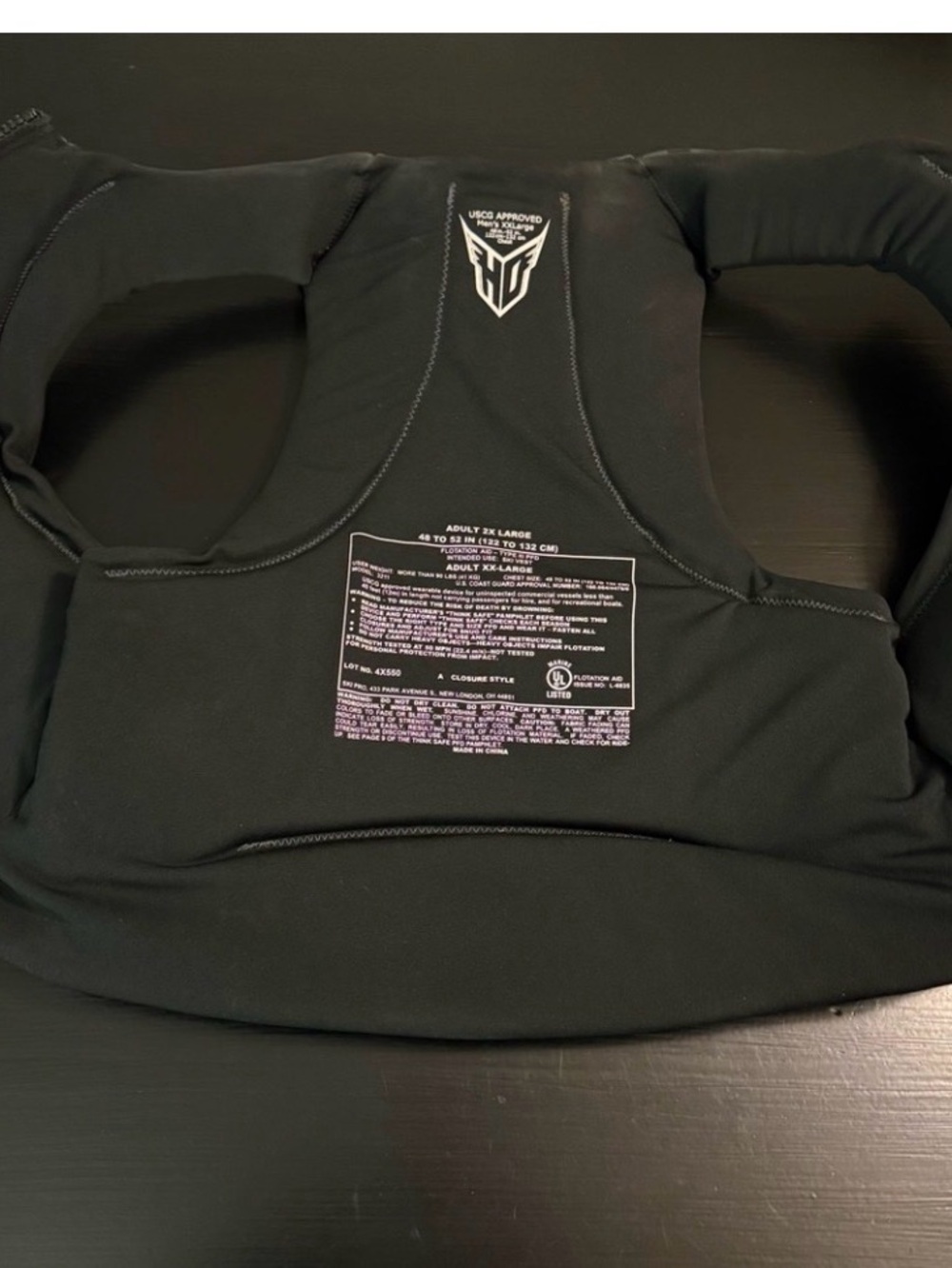 Men's Black Neoprene Life Vest - Front-Zip Buoyancy Jacket XXL - Picture 5 of 9